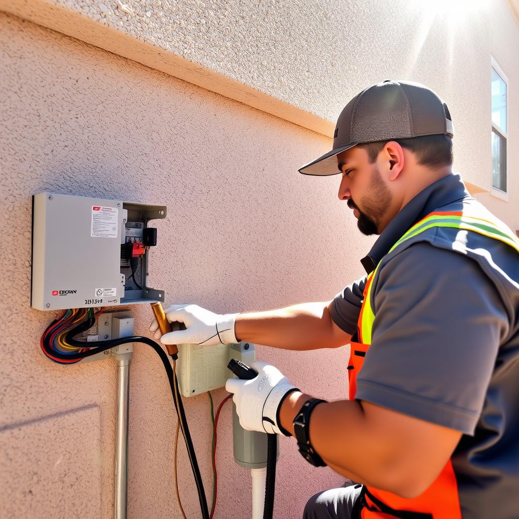 HVAC electrical connections being serviced by Las Vegas electrician