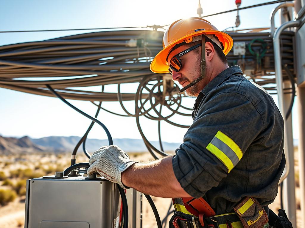 Las Vegas electrician working in extreme heat conditions