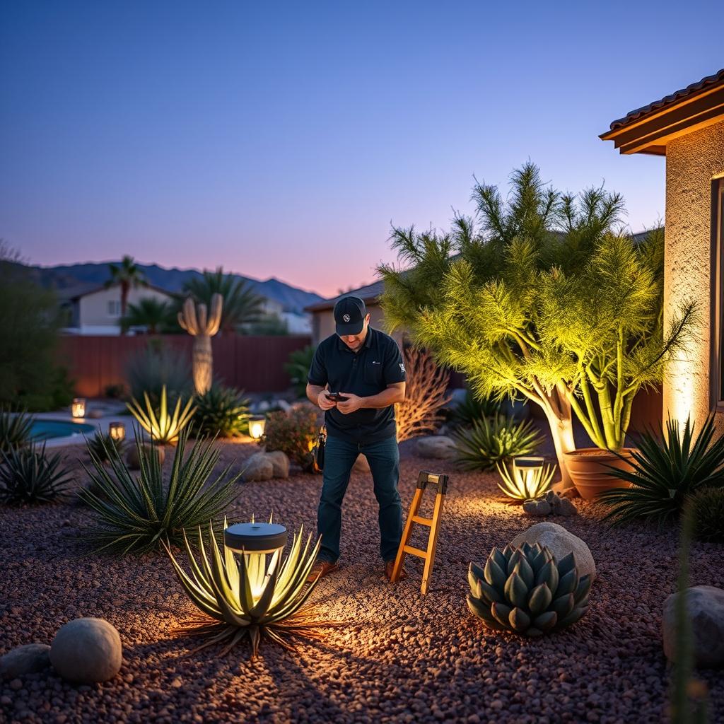 Outdoor lighting installation by Las Vegas electrician