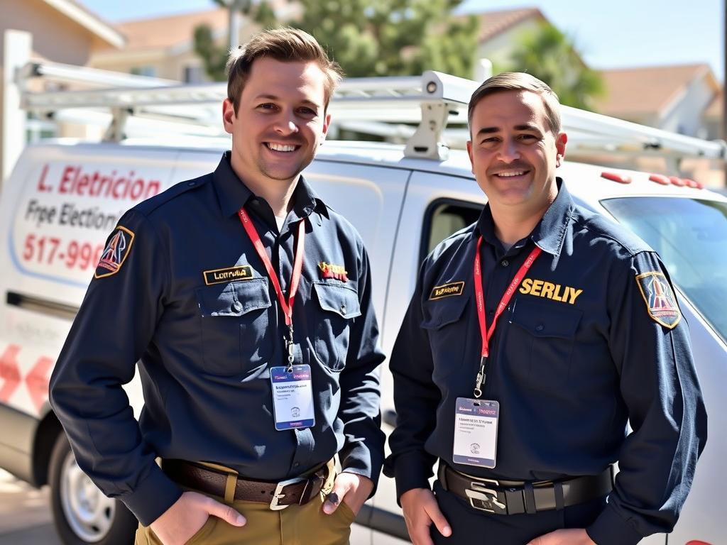 Professional Las Vegas electrician with proper credentials and uniform