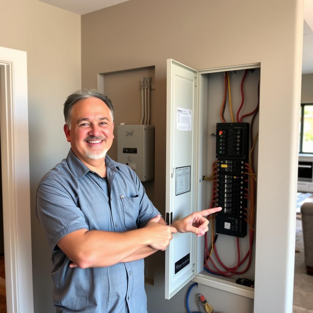 Satisfied Las Vegas homeowner with completed electrical project